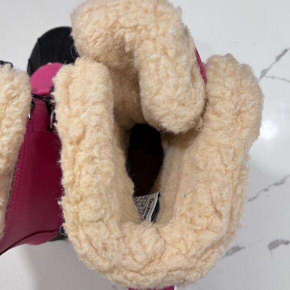 BearPaw | Girls Leather Pink Faux Fur Winter Snow Boots Size 5 - Picture 9 of 15